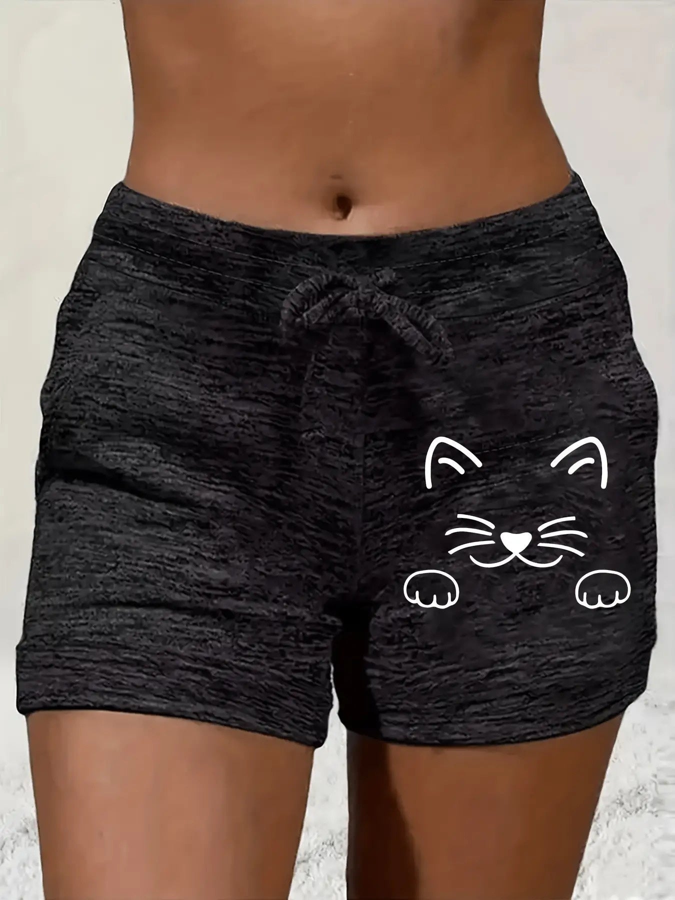 Women's Casual Shorts - Drawstring Graphic Print detail view