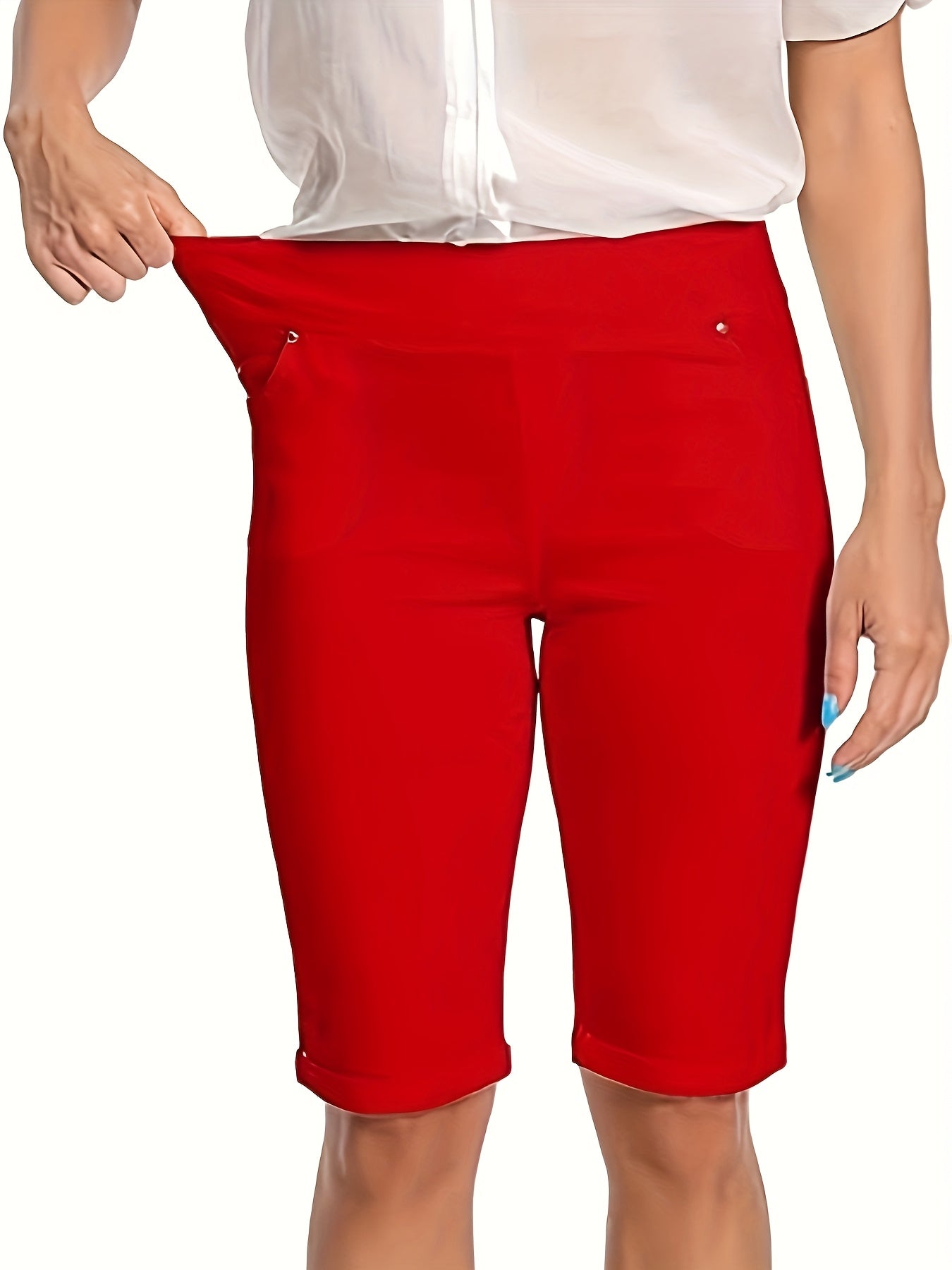 Women's Casual Shorts - High-Waist Fit – 9-Color Selection – Black option – view 6