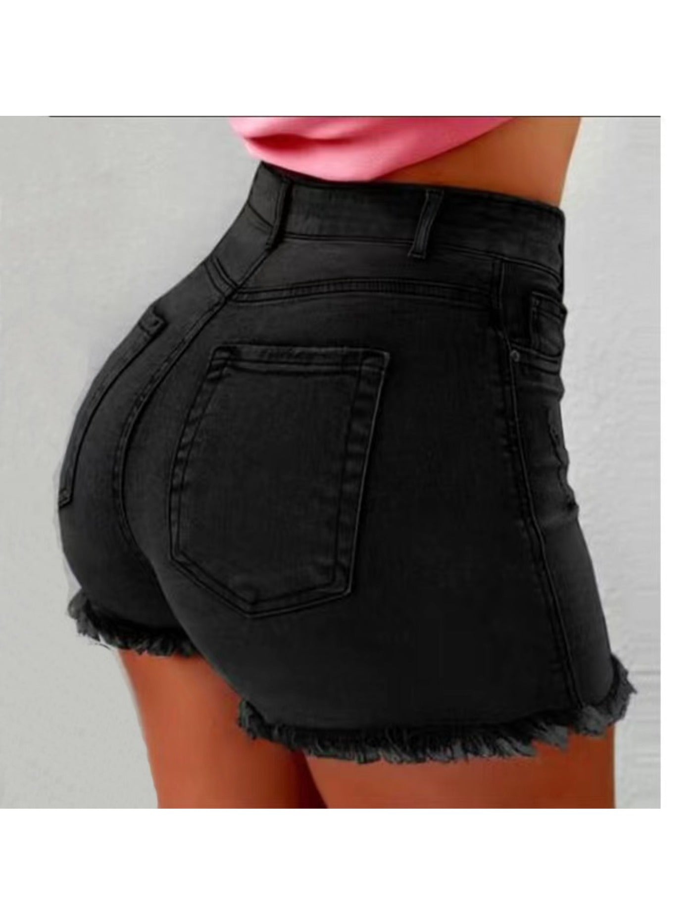 Women's Casual Shorts - High-Waist Fit – Deep Blue / Light Blue detail view