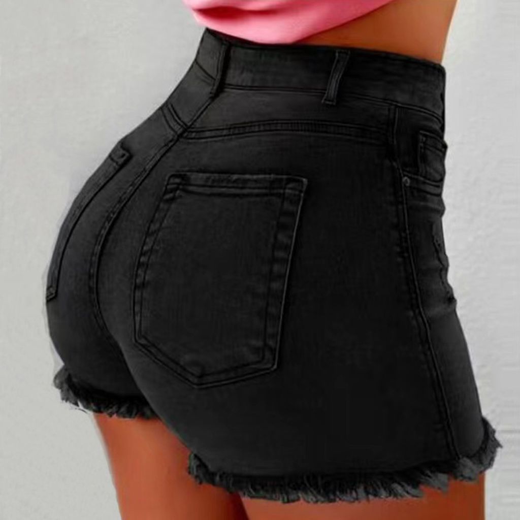 Women's Casual Shorts - High-Waist Fit – Deep Blue / Light Blue detail view