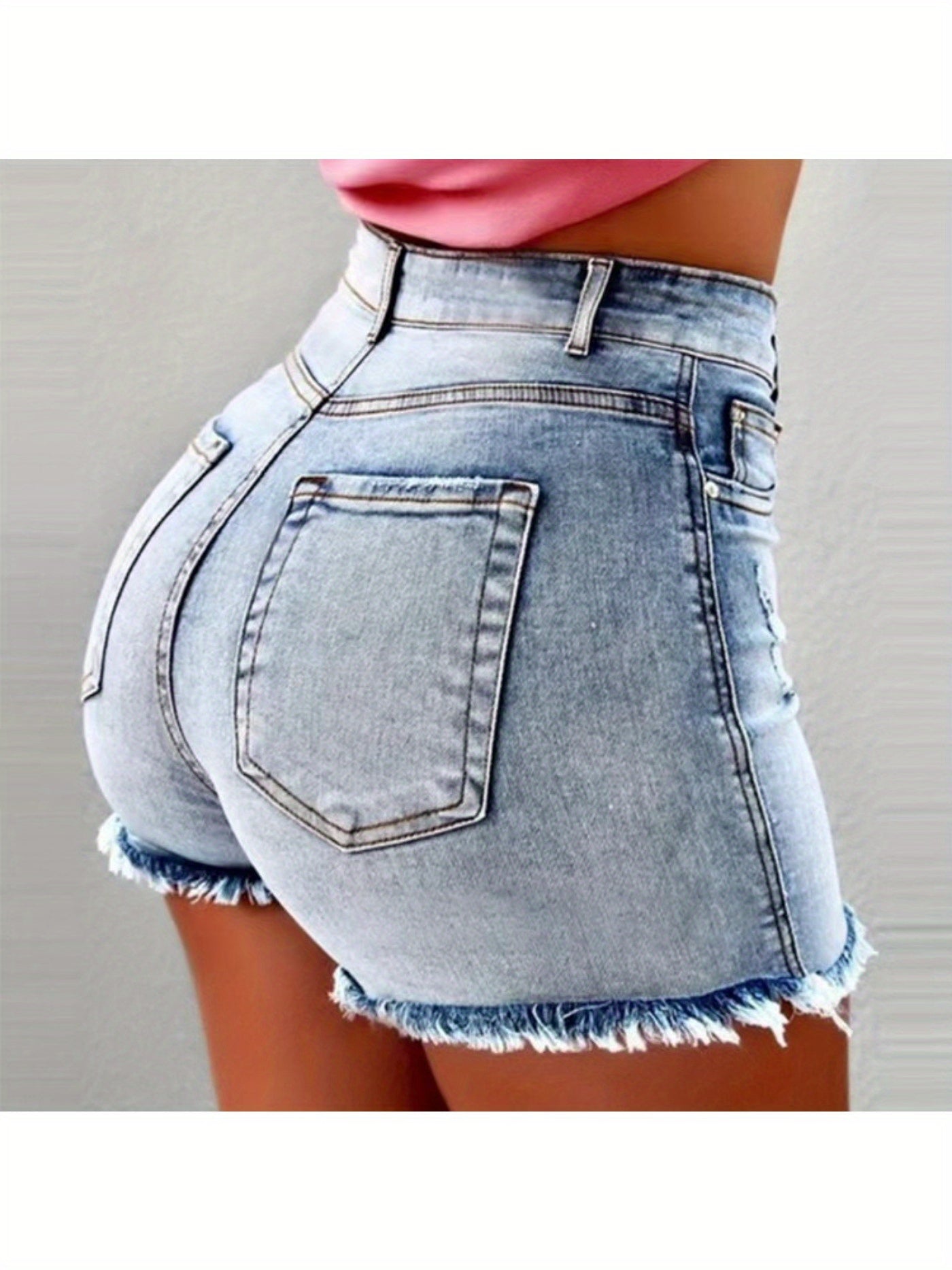 Women's Casual Shorts - High-Waist Fit – Deep Blue / Light Blue – Blue option – view 2
