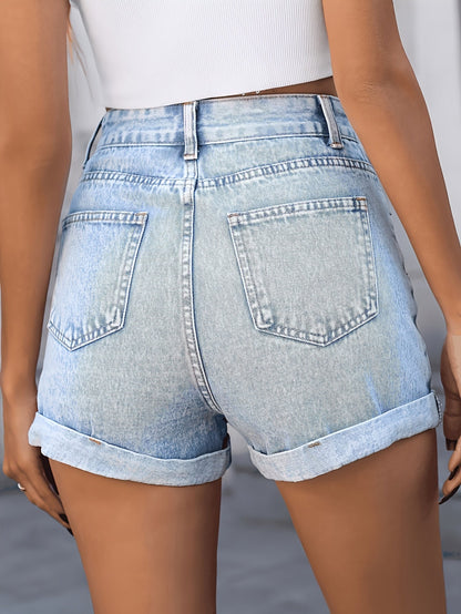 Women's Casual Shorts - High-Waist Fit – Green / White detail view