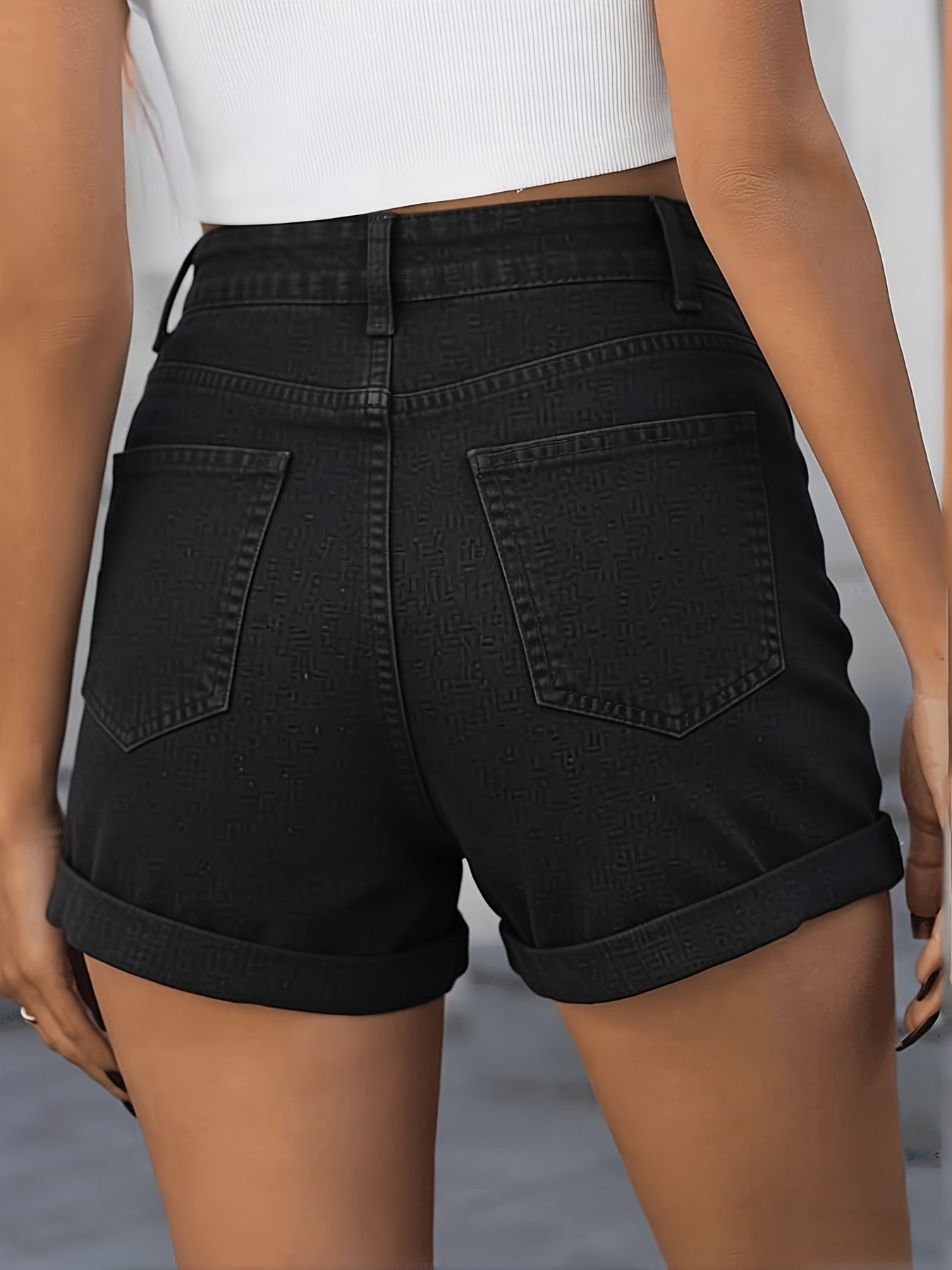 Women's Casual Shorts - High-Waist Fit – Green / White detail view