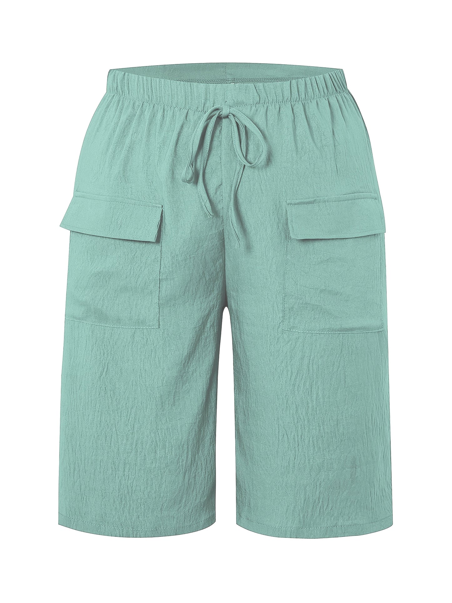 Women's Casual Shorts - High-Waist Fit – Grey & coffee & khaki / Gray & Greenish detail view