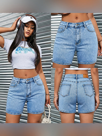Women's Casual Shorts - High-Waist Fit – Light Blue – Blue option – main product image