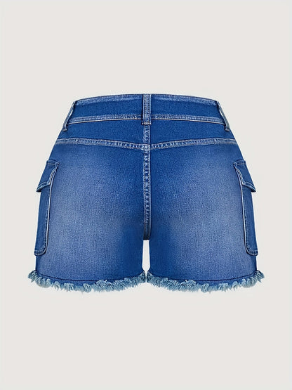Women's Casual Shorts - High-Waist Fit – Royal Blue detail view