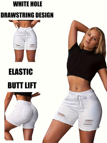 Women's Casual Shorts - High-Waist Fit – White Colorway 48805 – White option – main product image