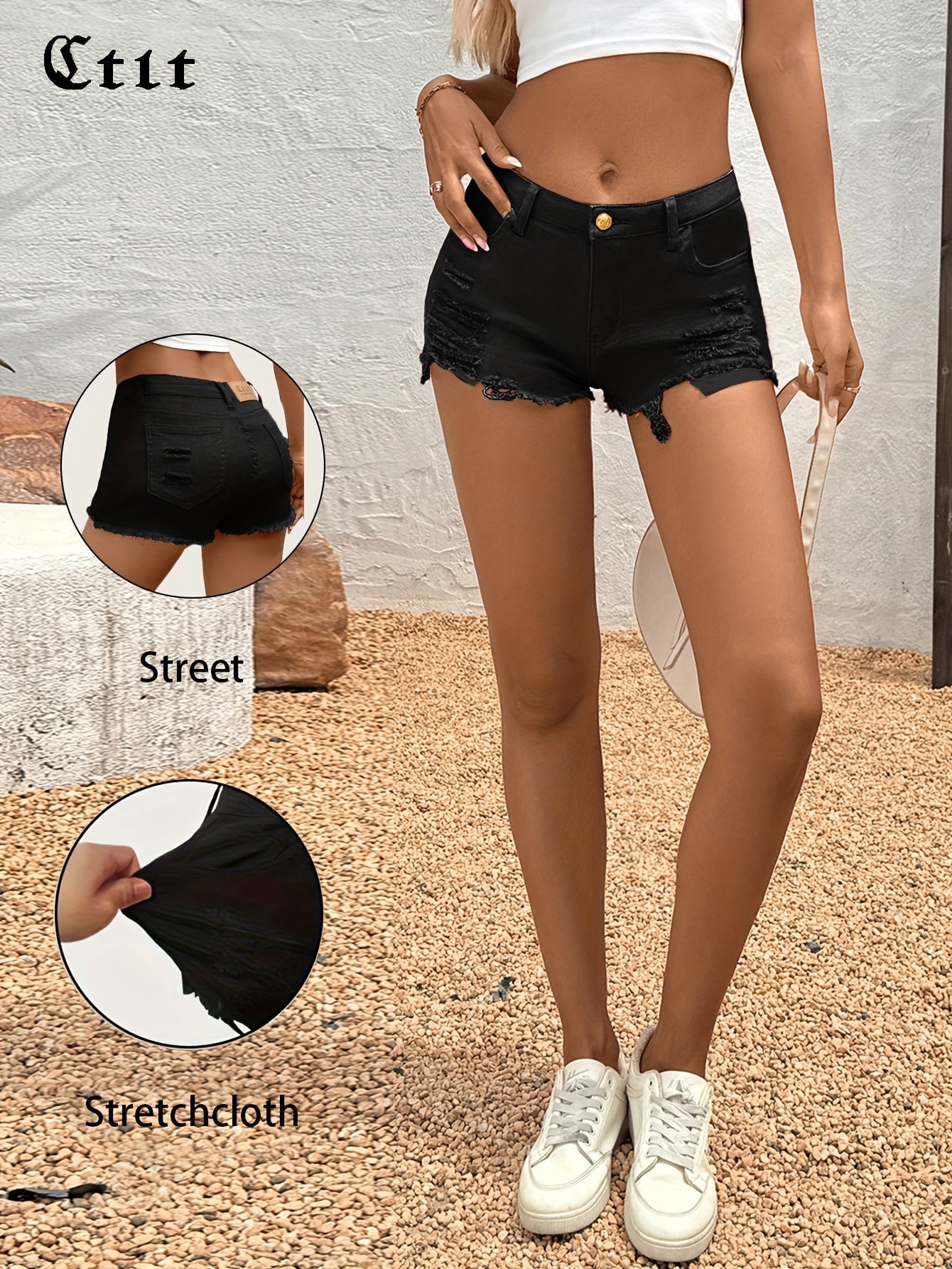 Women's Casual Shorts - High-Waist Fit – Yellow / Pink detail view