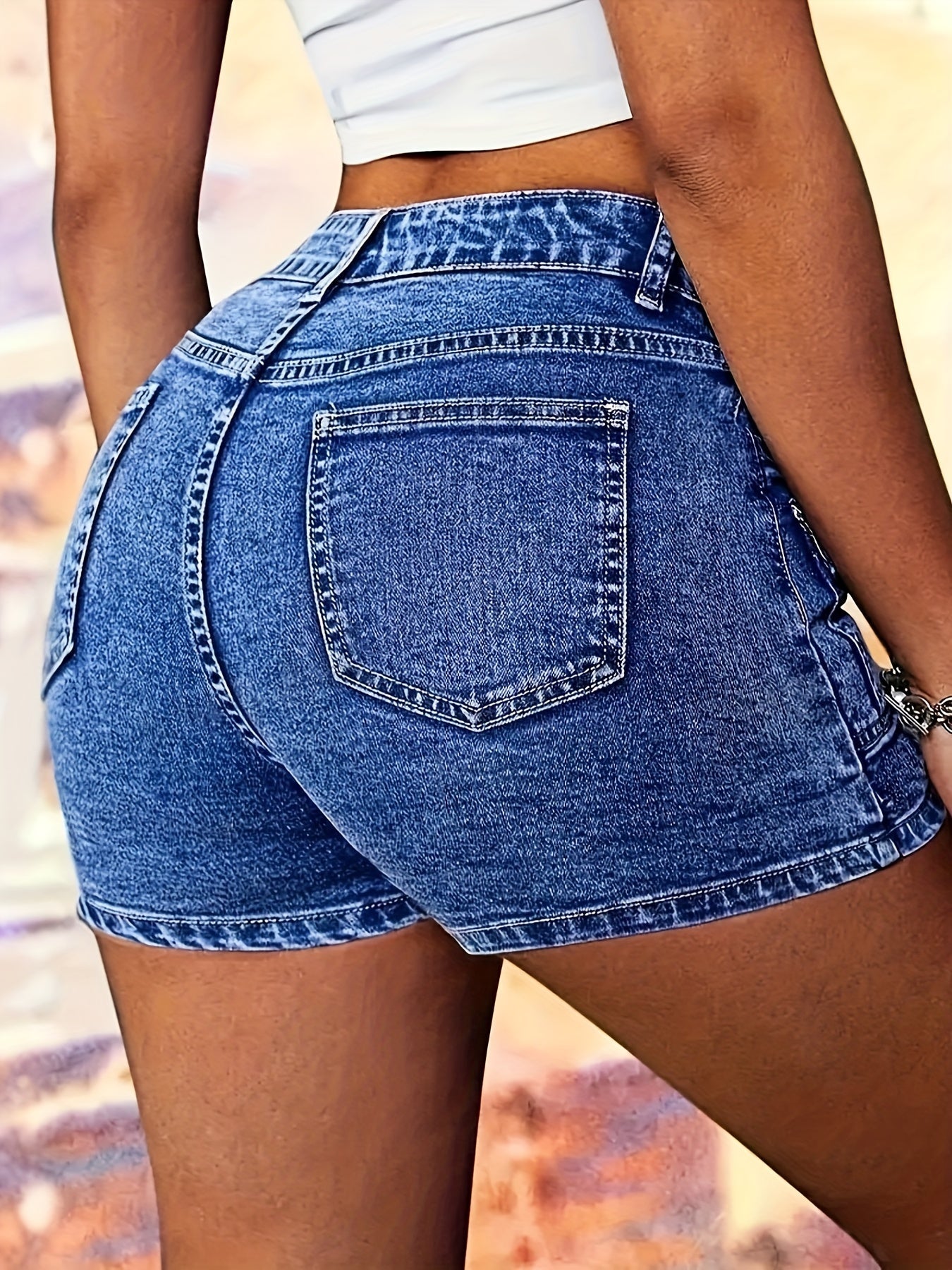 Women's Casual Shorts - Stretch Comfort – Blue / Light Blue detail view