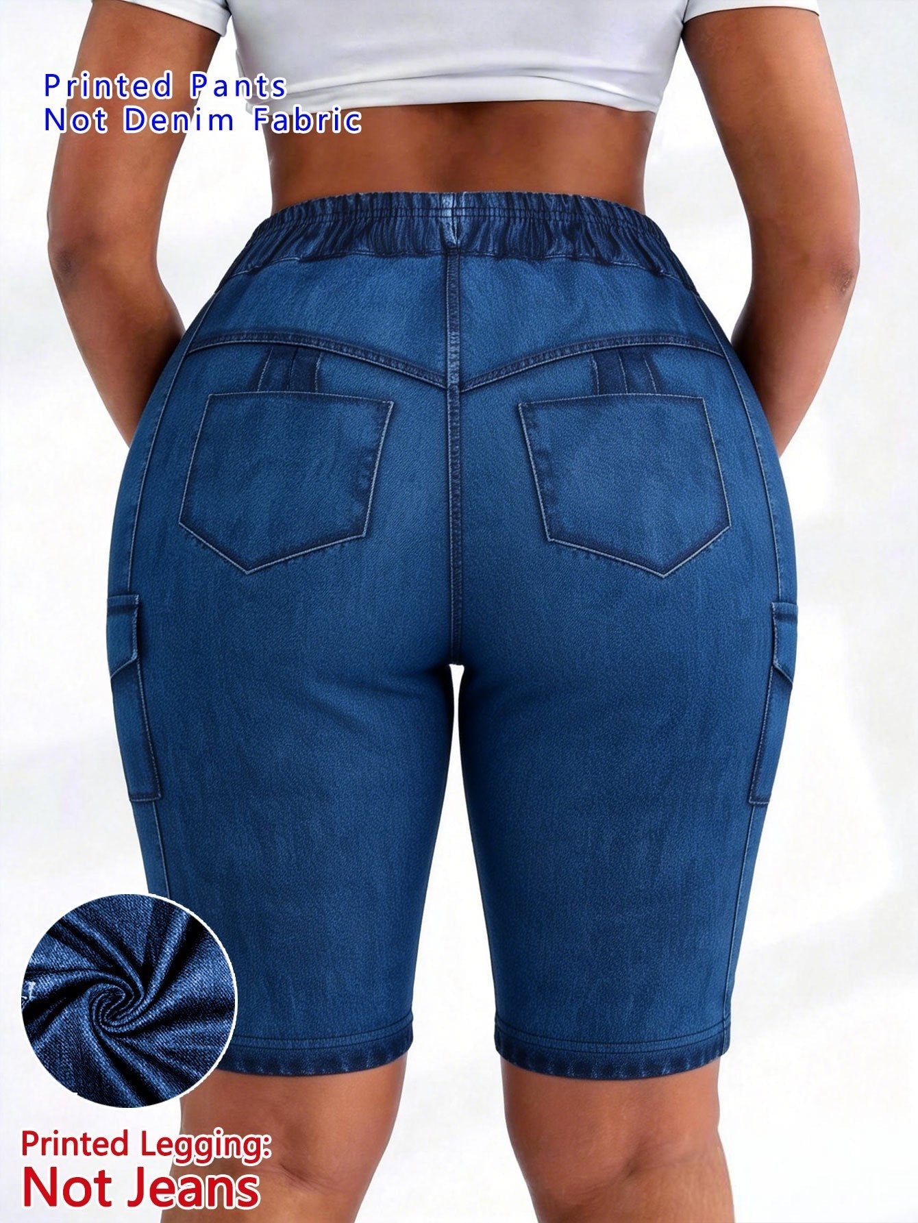 Women's Casual Shorts - Stretch Comfort – Dark Blue / Light Blue detail view