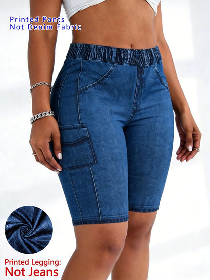 Women's Casual Shorts - Stretch Comfort – Dark Blue / Light Blue detail view