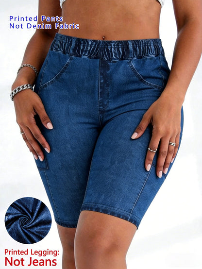 Women's Casual Shorts - Stretch Comfort – Dark Blue / Light Blue detail view