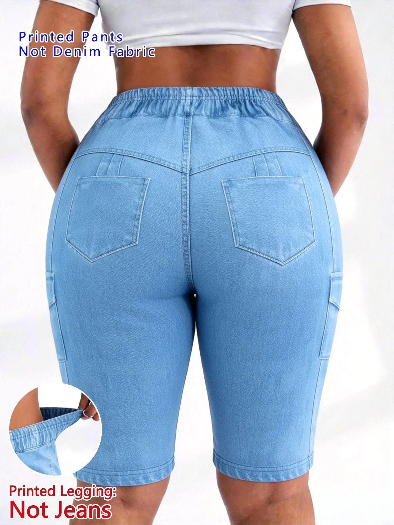 Women's Casual Shorts - Stretch Comfort – Dark Blue / Light Blue detail view