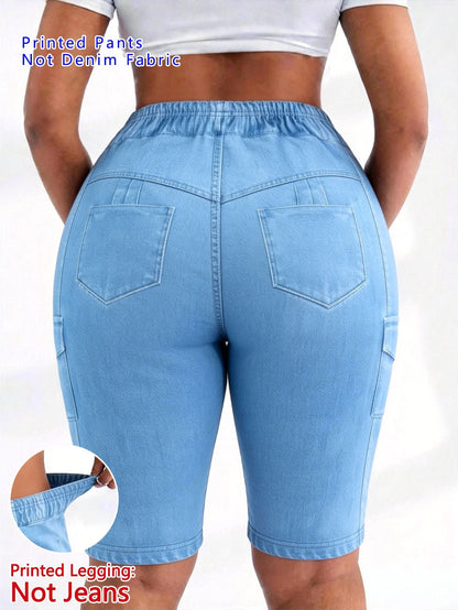 Women's Casual Shorts - Stretch Comfort – Dark Blue / Light Blue detail view