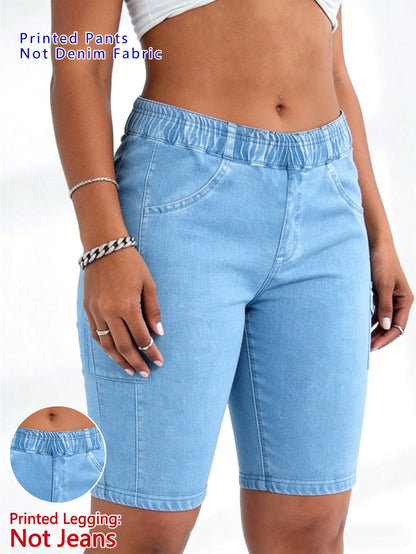 Women's Casual Shorts - Stretch Comfort – Dark Blue / Light Blue detail view