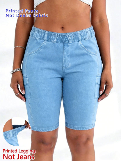 Women's Casual Shorts - Stretch Comfort – Dark Blue / Light Blue detail view