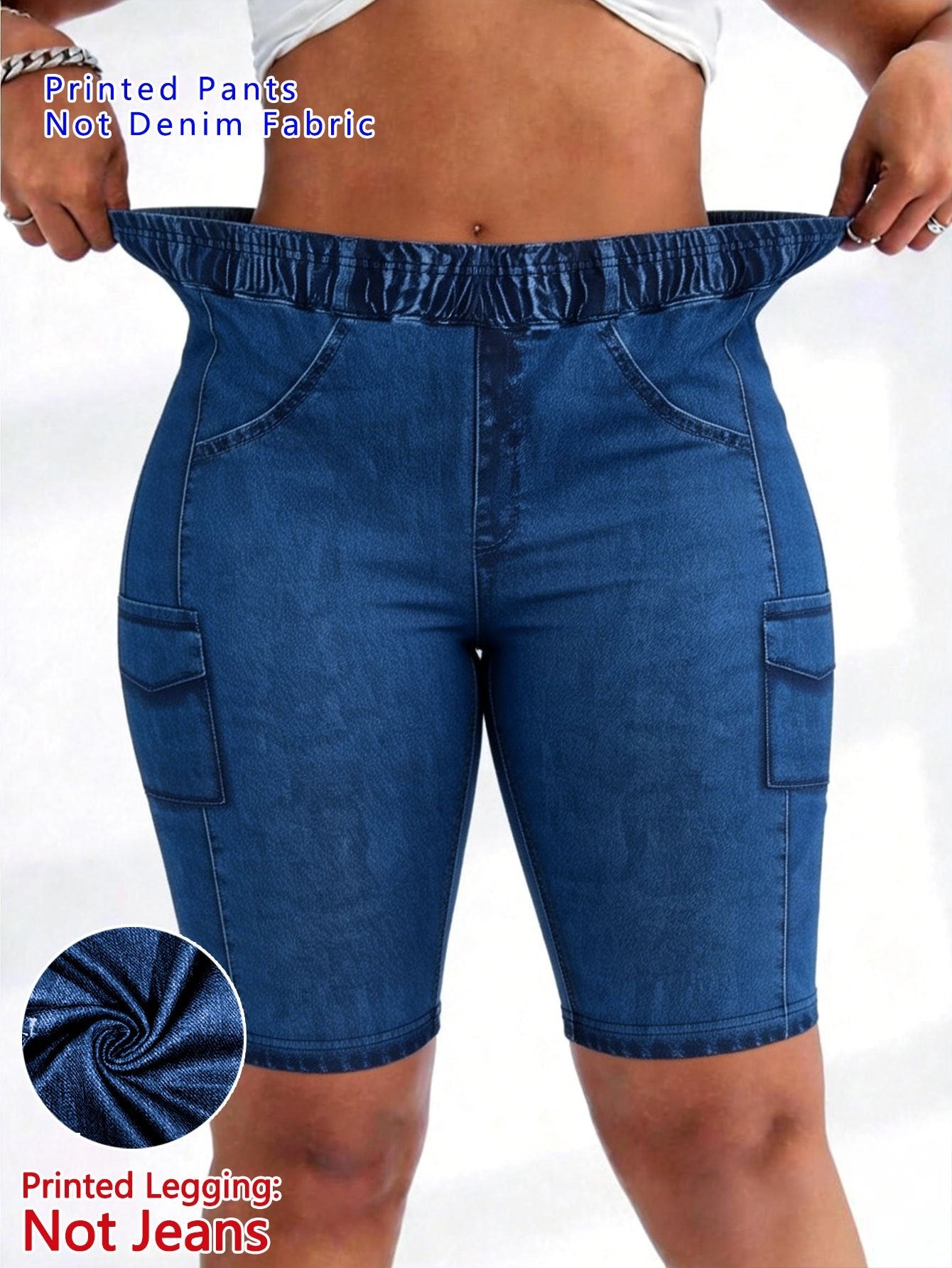 Women's Casual Shorts - Stretch Comfort – Dark Blue / Light Blue – Blue option – view 2