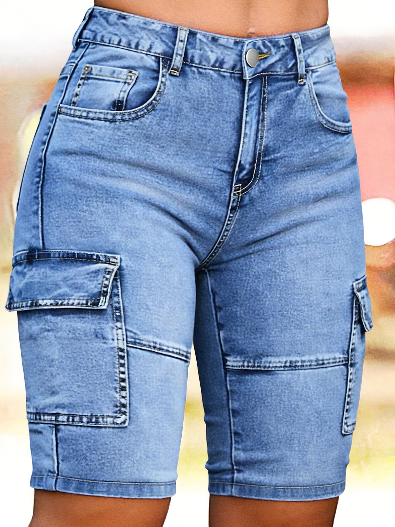 Women's Casual Shorts - Stretch Comfort – Light Blue / Sizes S–XXL detail view
