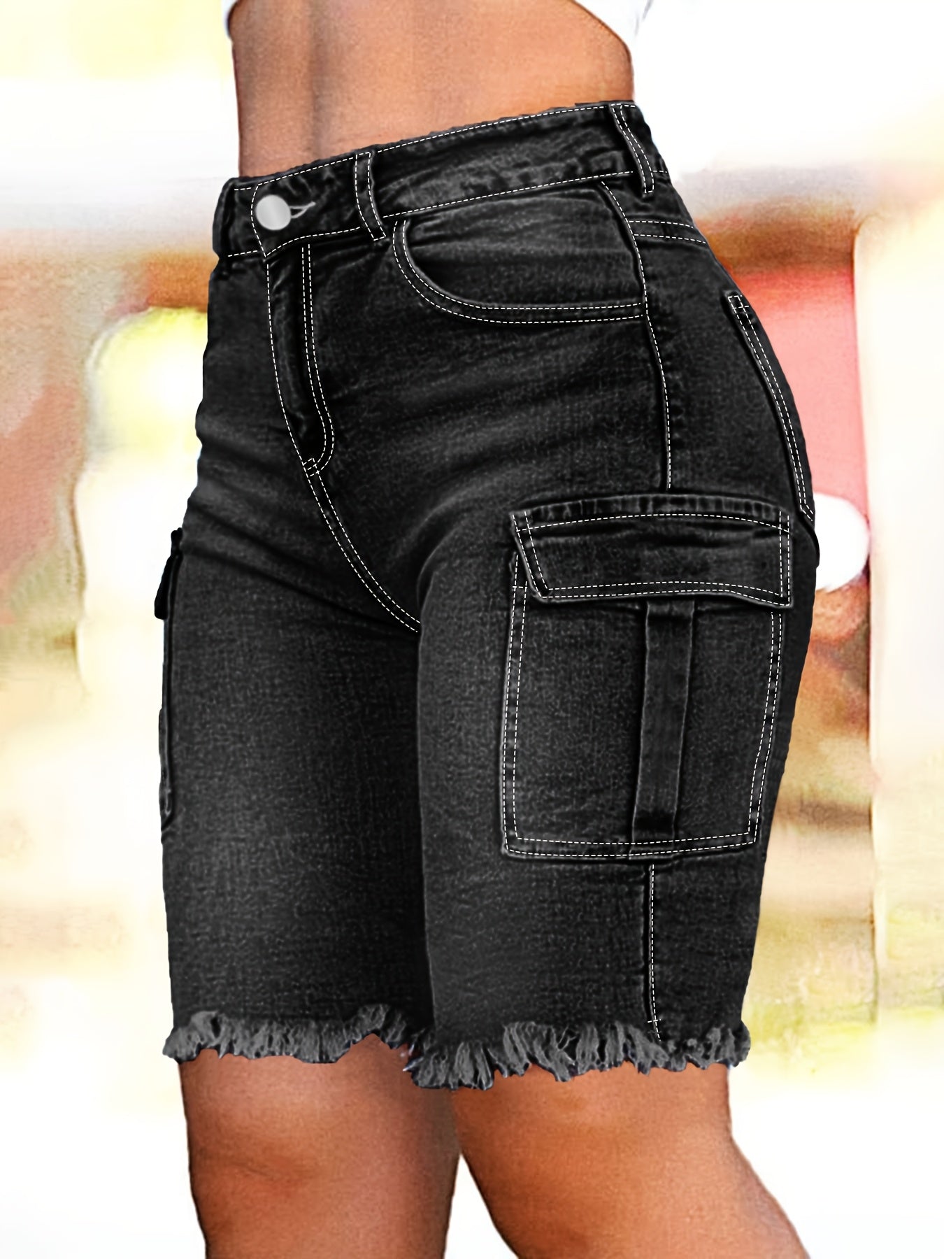 Women's Casual Shorts - Stretch Comfort – Medium Blue Colorway 75941 detail view