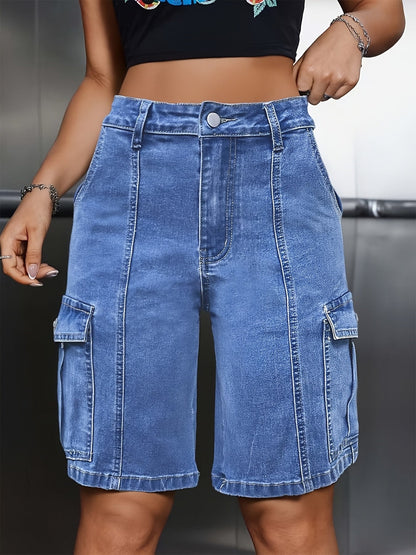 Women's Casual Shorts - Stretch Comfort – Peacock Blue detail view