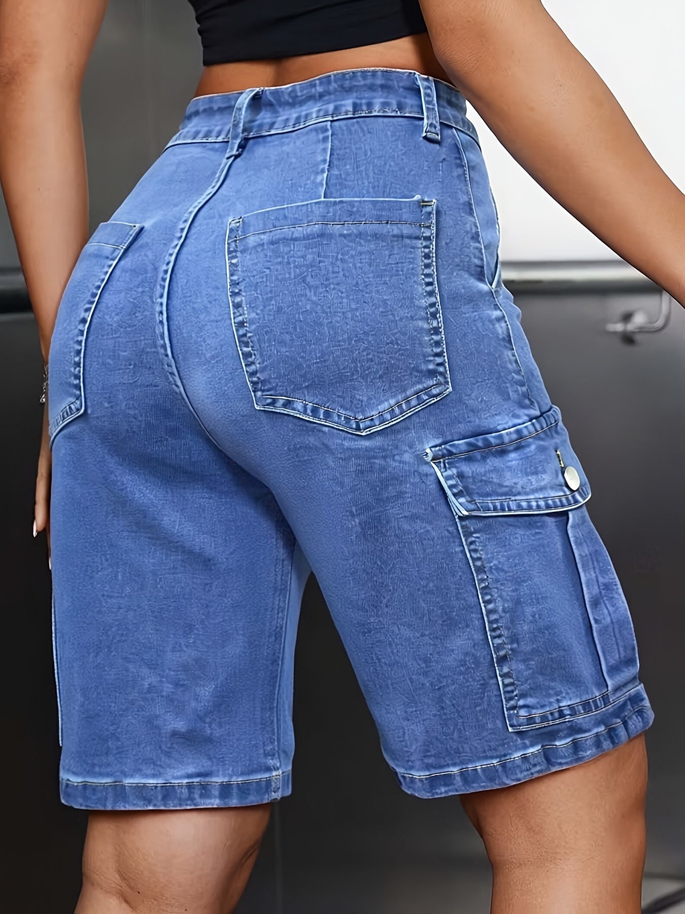 Women's Casual Shorts - Stretch Comfort – Peacock Blue detail view