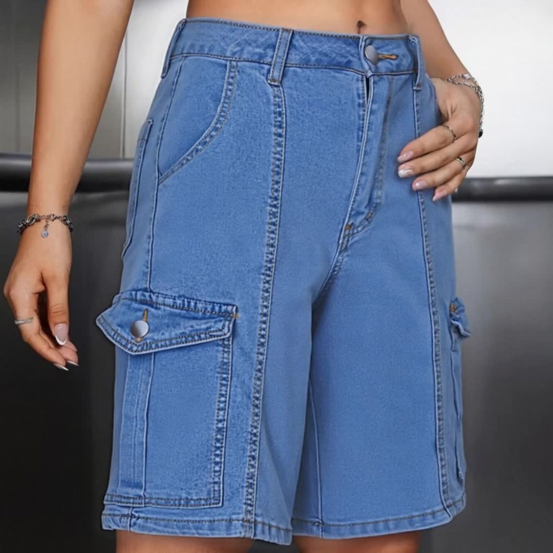 Women's Casual Shorts - Stretch Comfort – Peacock Blue detail view