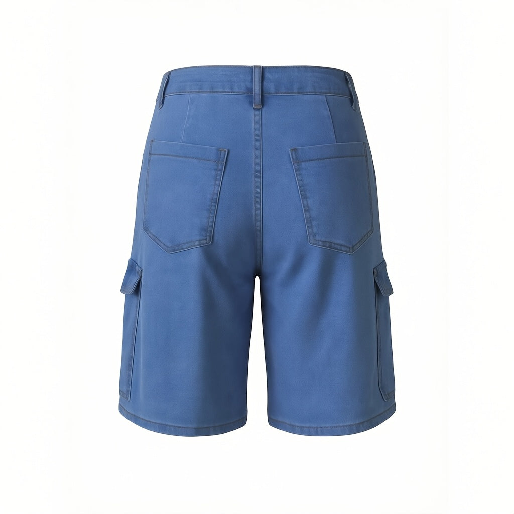 Women's Casual Shorts - Stretch Comfort – Peacock Blue detail view