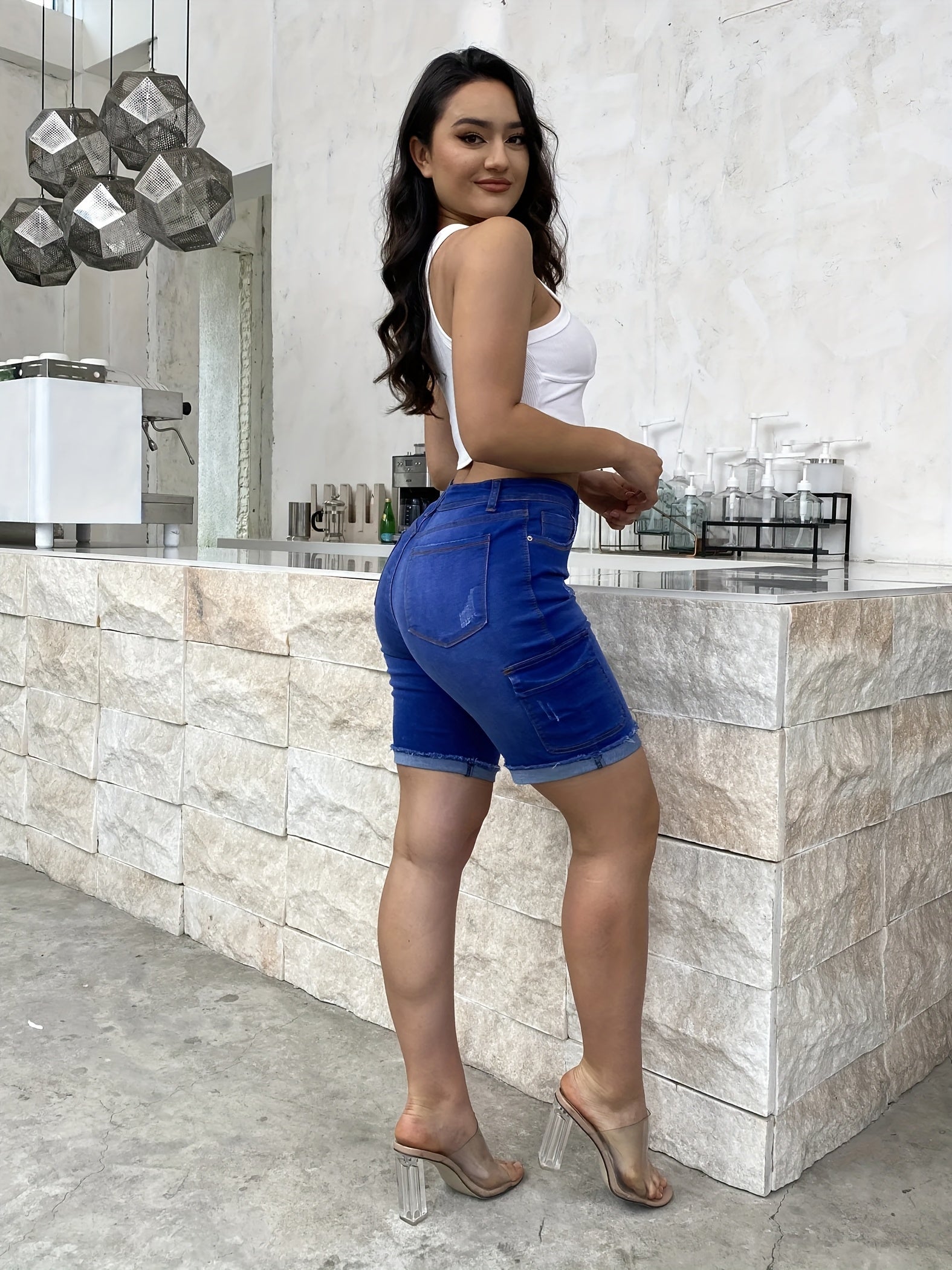 Women's Casual Shorts - Stretch Comfort – Royal Blue detail view