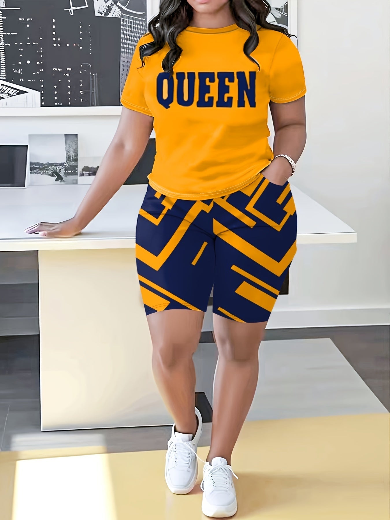 Women's Casual Shorts - Stretch With Pockets – Orange detail view