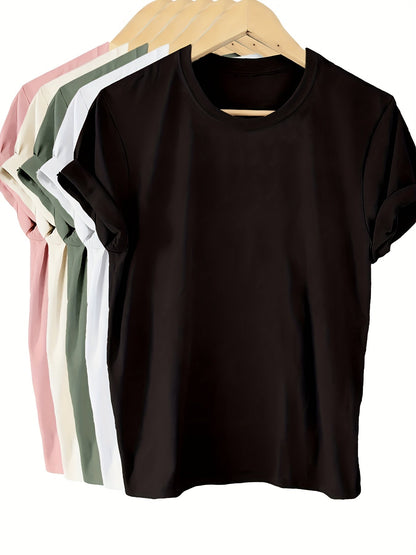 Women's Casual T-Shirt - 5-Pack Crew Neck Short Sleeve detail view