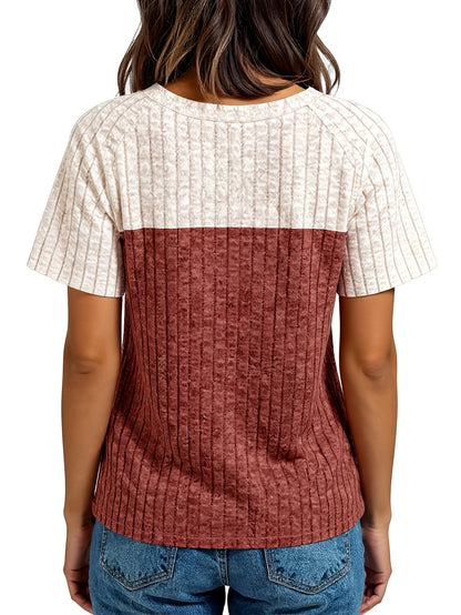 Women's Casual T-Shirt - Round Neck Short Sleeve detail view