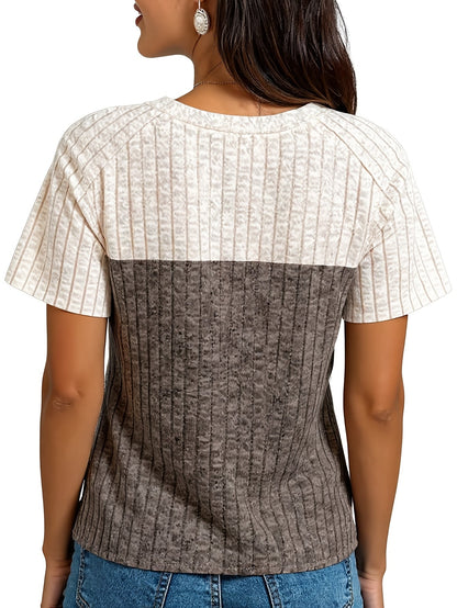 Women's Casual T-Shirt - Round Neck Short Sleeve detail view