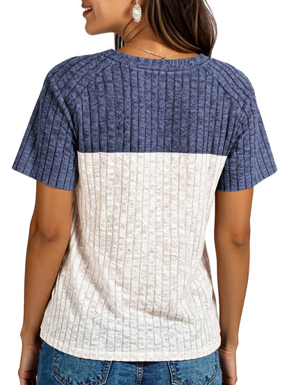 Women's Casual T-Shirt - Round Neck Short Sleeve detail view