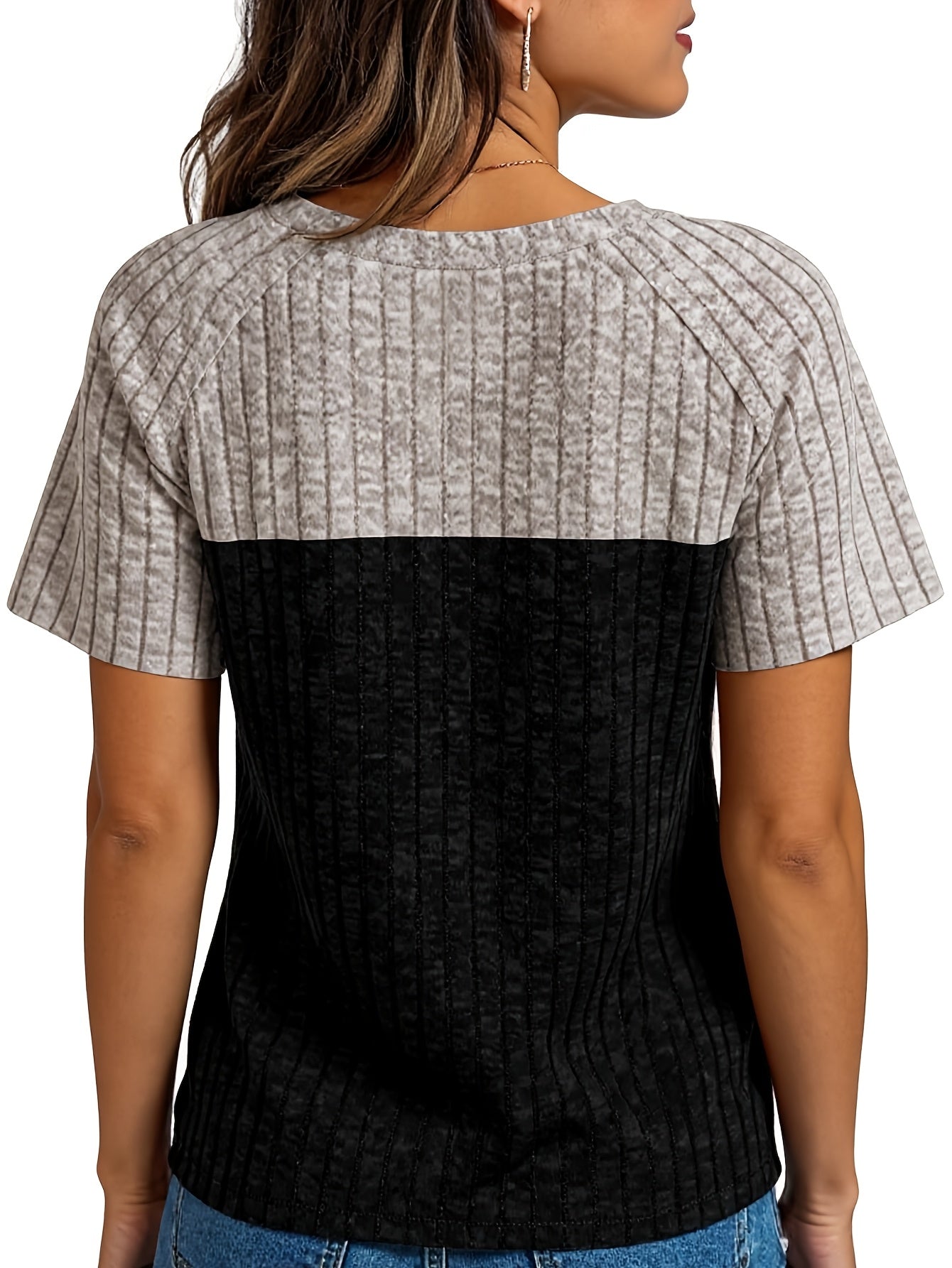 Women's Casual T-Shirt - Round Neck Short Sleeve detail view