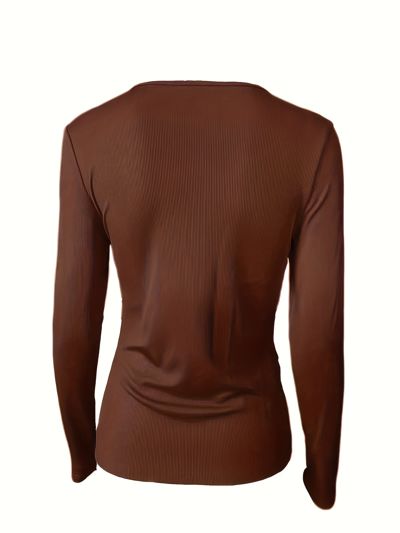 Women's Casual T-Shirt - V-Neck Long Sleeve Chain Detail detail view