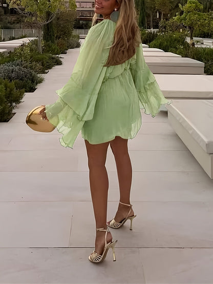 Women's Chiffon Ruffle Dress – Loose detail view
