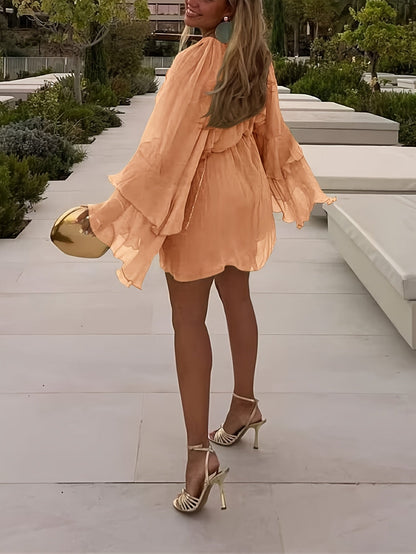 Women's Chiffon Ruffle Dress – Loose detail view