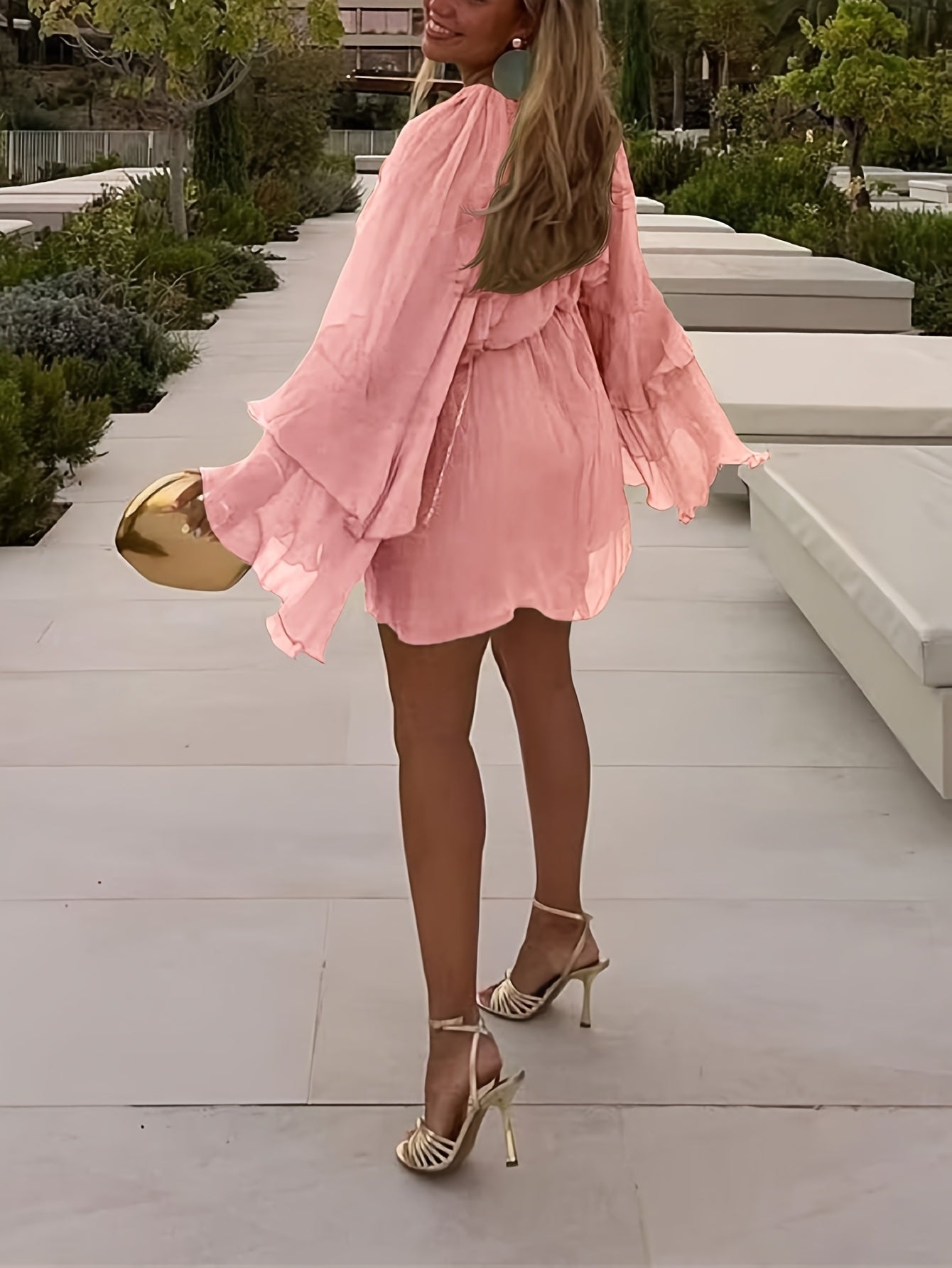 Women's Chiffon Ruffle Dress – Loose – Yellow option – main product image