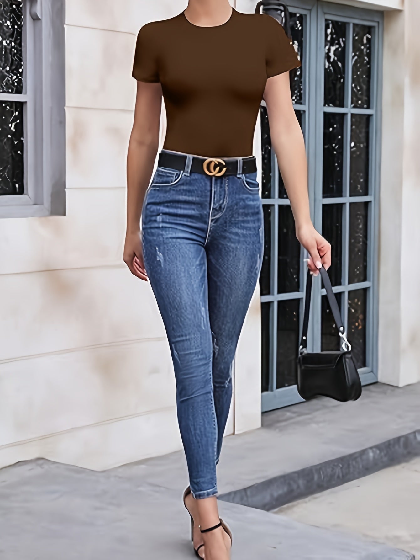 Women's Classic Bodysuit - Crew Neck Short Sleeve detail view