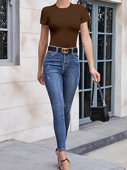 Women's Classic Bodysuit - Crew Neck Short Sleeve detail view