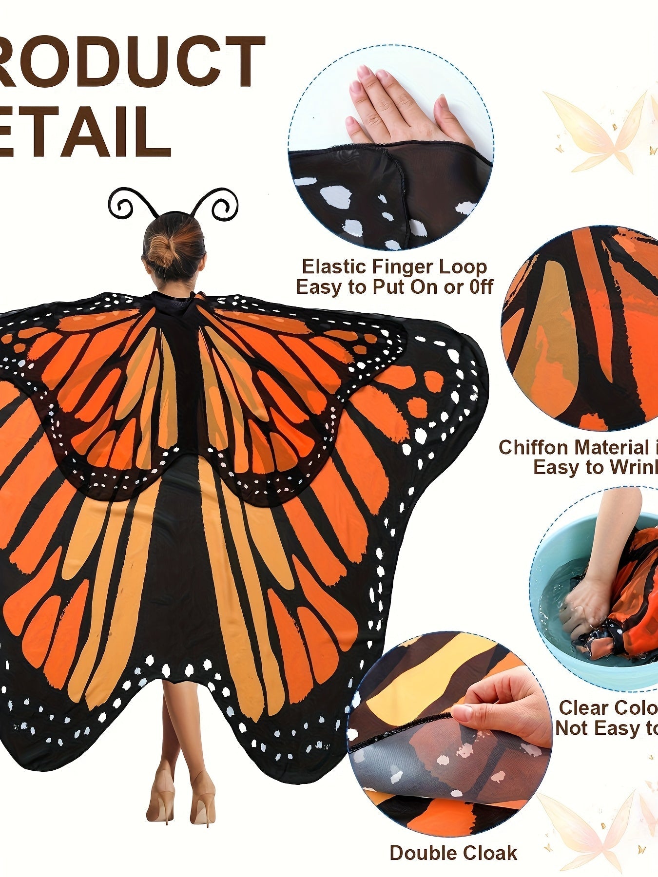 Women's Classic Costume Cape - Regular Fit detail view