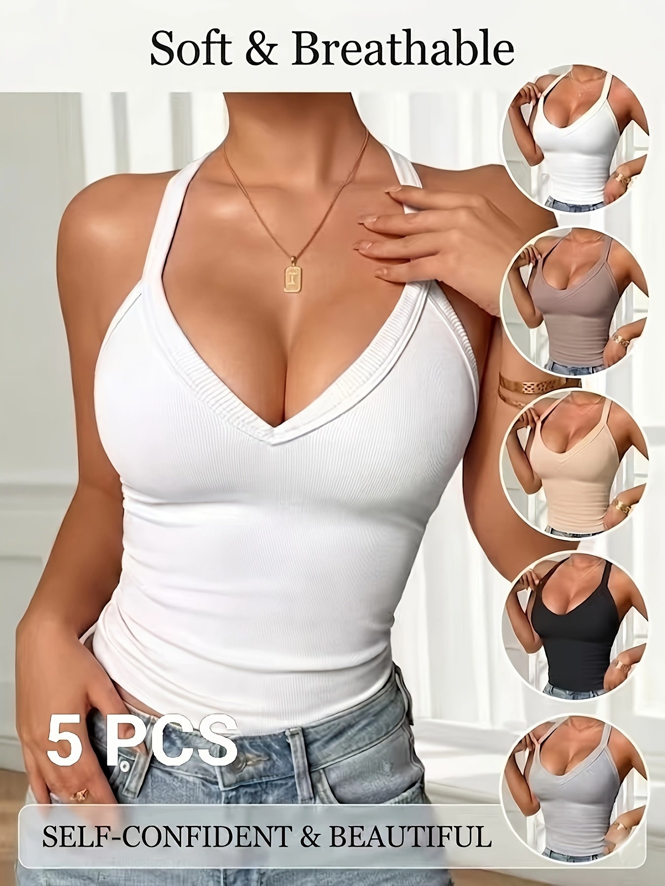 Women's Classic Tank Top - V-Neck Sleeveless – Slim Fit – view 6