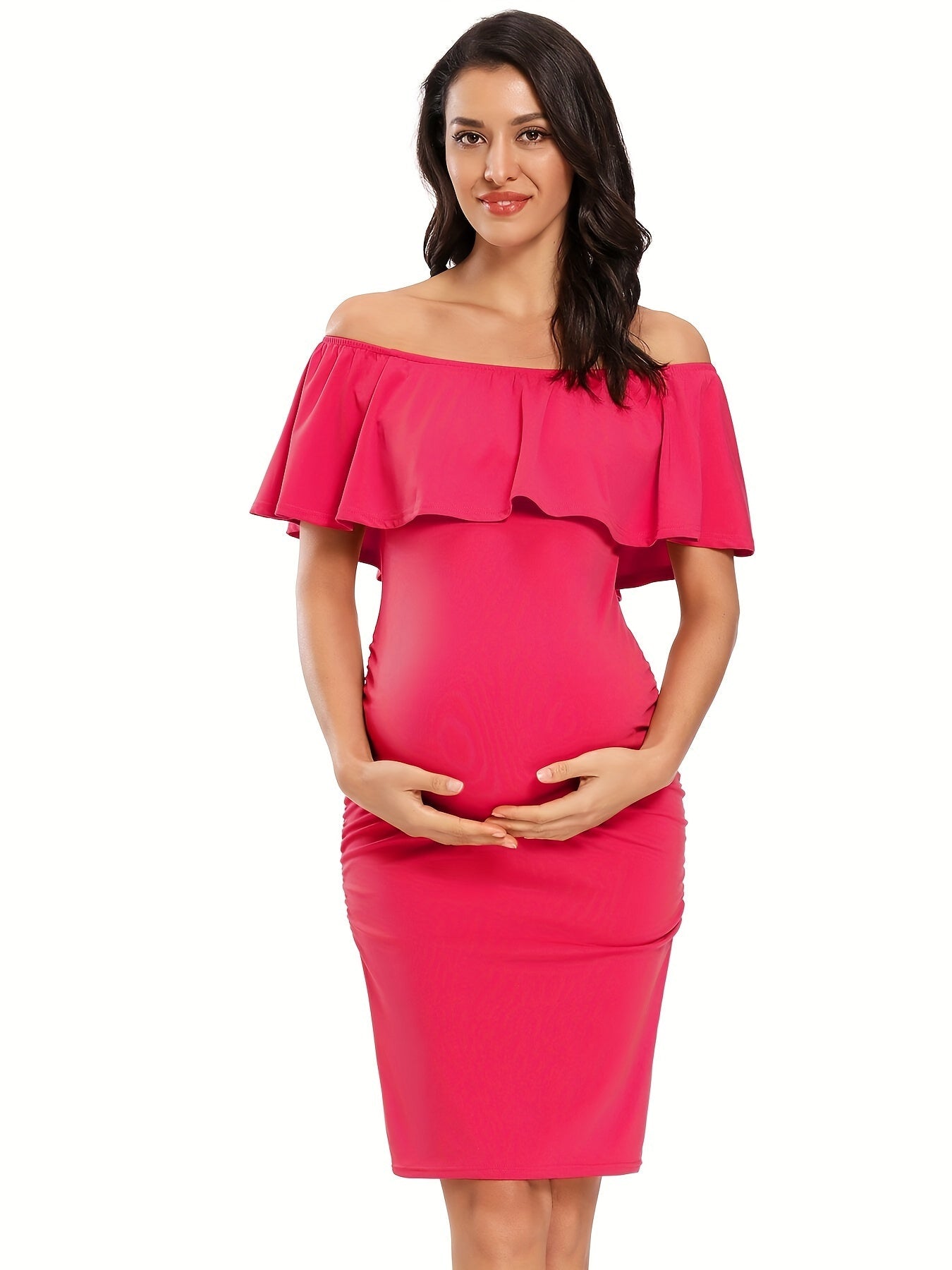 Women's Clothing Set – Women's Burgundy Rayon Ruffle Sleeveless Dress – view 5