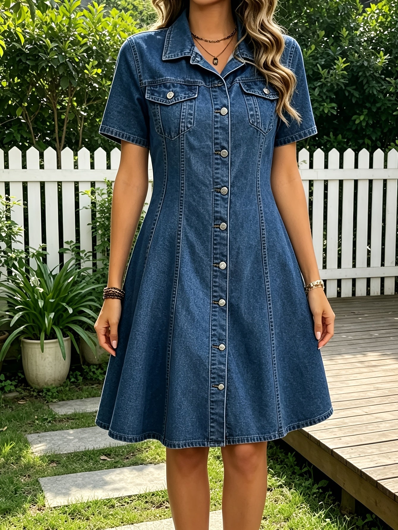 Women's Collared Bodycon Dress - Short Sleeve detail view