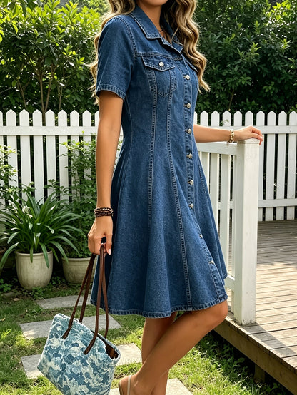 Women's Collared Bodycon Dress - Short Sleeve detail view