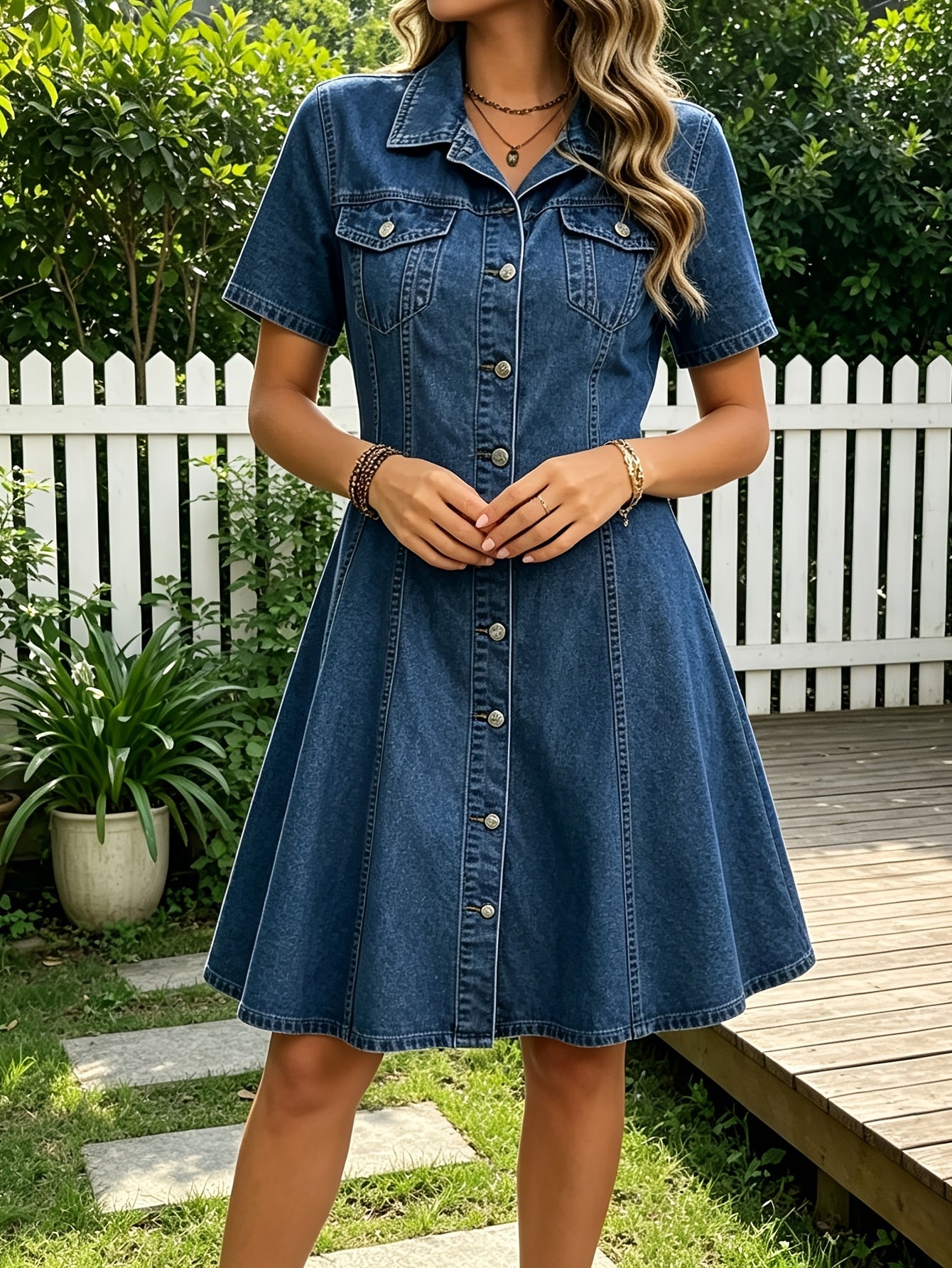 Women's Collared Bodycon Dress - Short Sleeve detail view