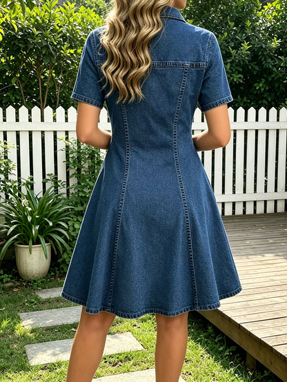 Women's Collared Bodycon Dress - Short Sleeve detail view