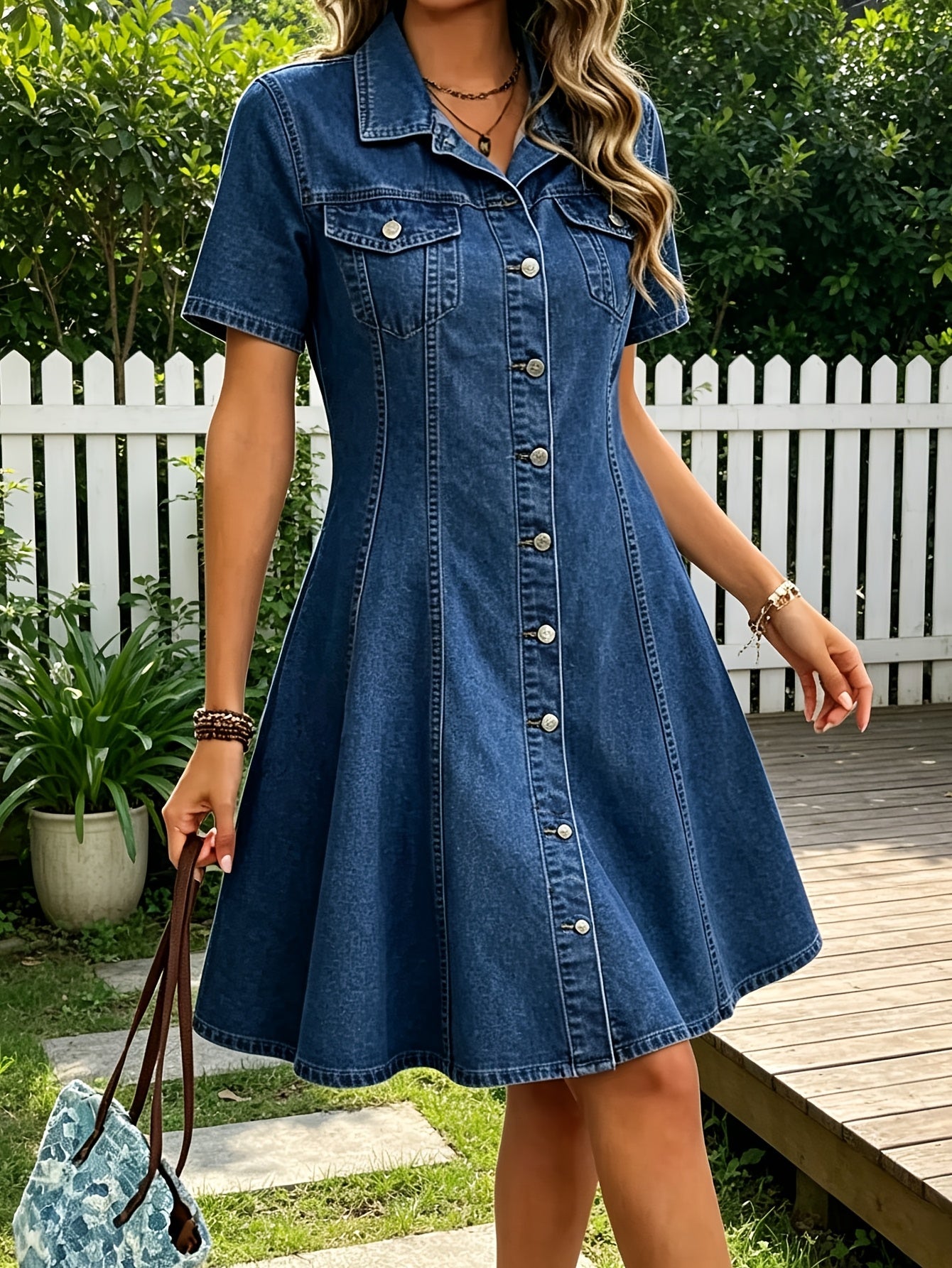 Women's Collared Bodycon Dress - Short Sleeve – Blue option – main product image