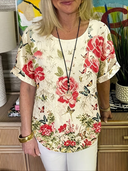 Women's Color Block Blouse - Graphic Print detail view