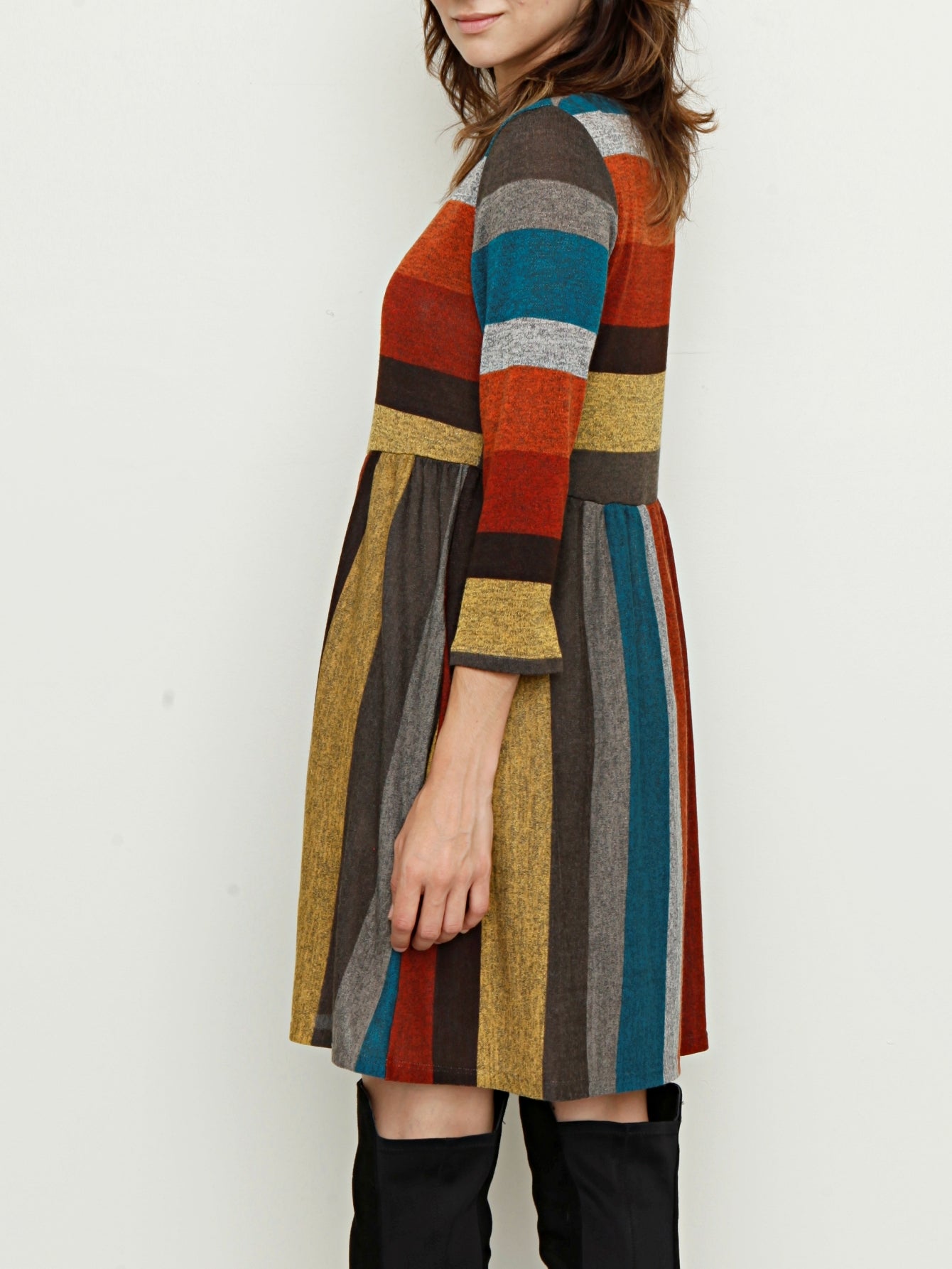 Women's Colorblock Knit Dress - Ruffle detail view